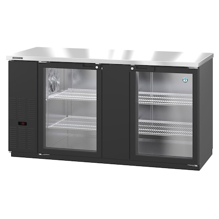 Hoshizaki Refrigerator, Two Section, Black Vinyl Back Bar Back Bar, Glass Doors,  BB69-G